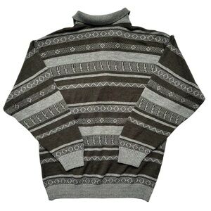 Vintage 80s 90s Arnold Palmer Knit Geometric Striped Polo Small